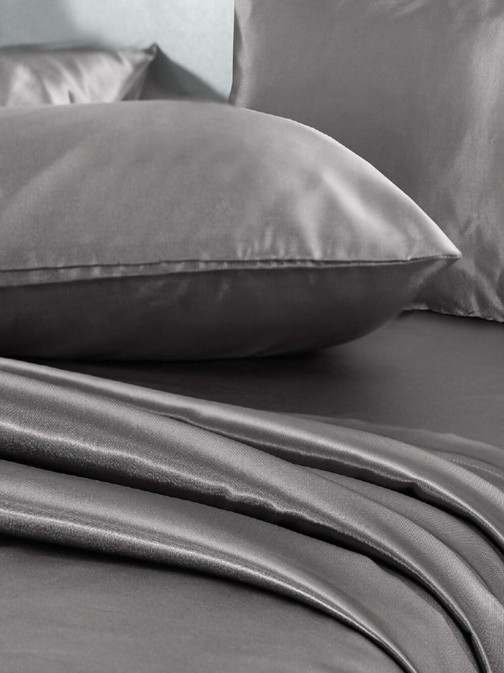 King Sz 4 Pc Bed Sheet Set Silky Smooth Satin Deep Pocket X002YMM88F - Picture 4 of 6